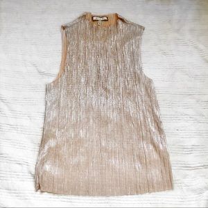 Anthropologie Gold Lame High Neck Top